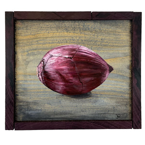 Cracked Red Onion - acrylic painting on wood