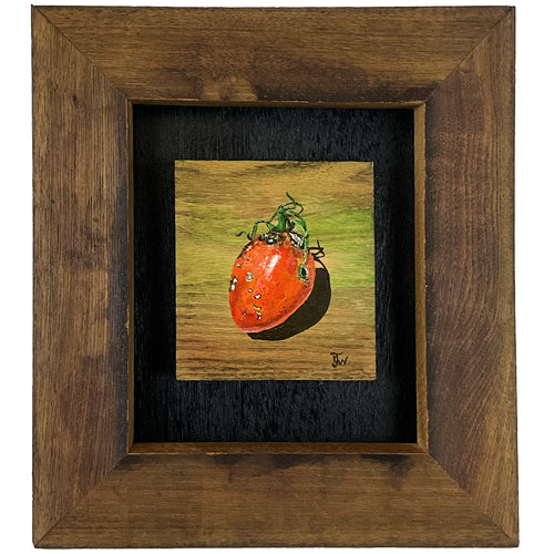 Gnarly Tomato - acrylic painting on wood