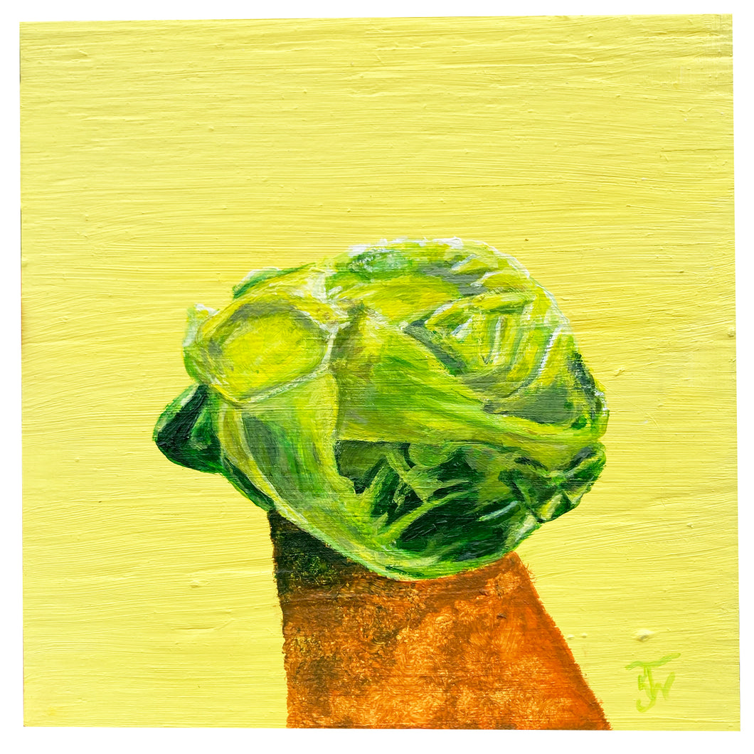 Brussels Sprout - acrylic painting on wood