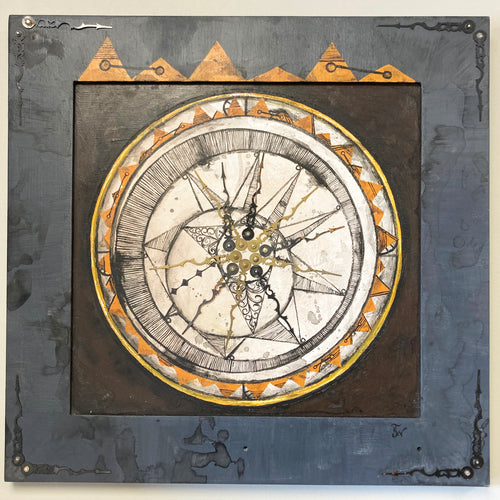 Buckled To A Compass - Scansion Art - Acrylic on wood