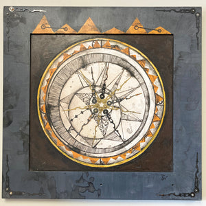 Buckled To A Compass - Scansion Art - Acrylic on wood