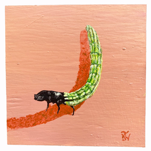 Cucumber Bug - original artwork - acrylic painting on wood