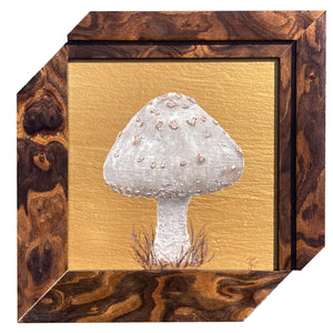 Golden Mushroom - acrylic painting on wood