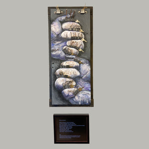 Gorilla Ignition - Scansion Art - Acrylic on wood with found objects