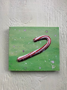 Candy Cane Day - original artwork - acrylic painting on wood