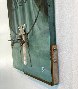 Wedding Severance - Scansion Art - Acrylic on wood with found objects