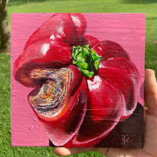 Red Pepper Rot Spot - acrylic painting on wood