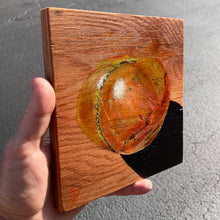 Orange Stitches Tomato - acrylic painting on wood
