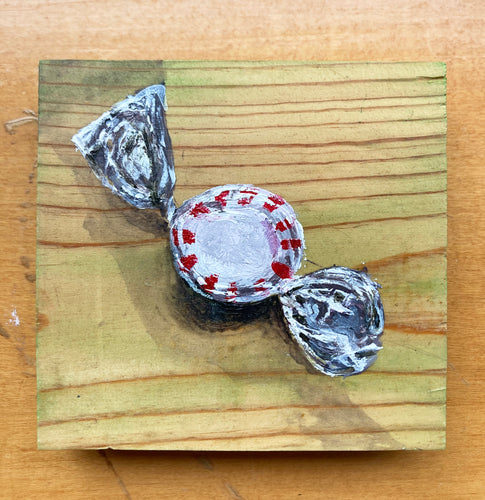 Peppermint 4 - acrylic painting on wood