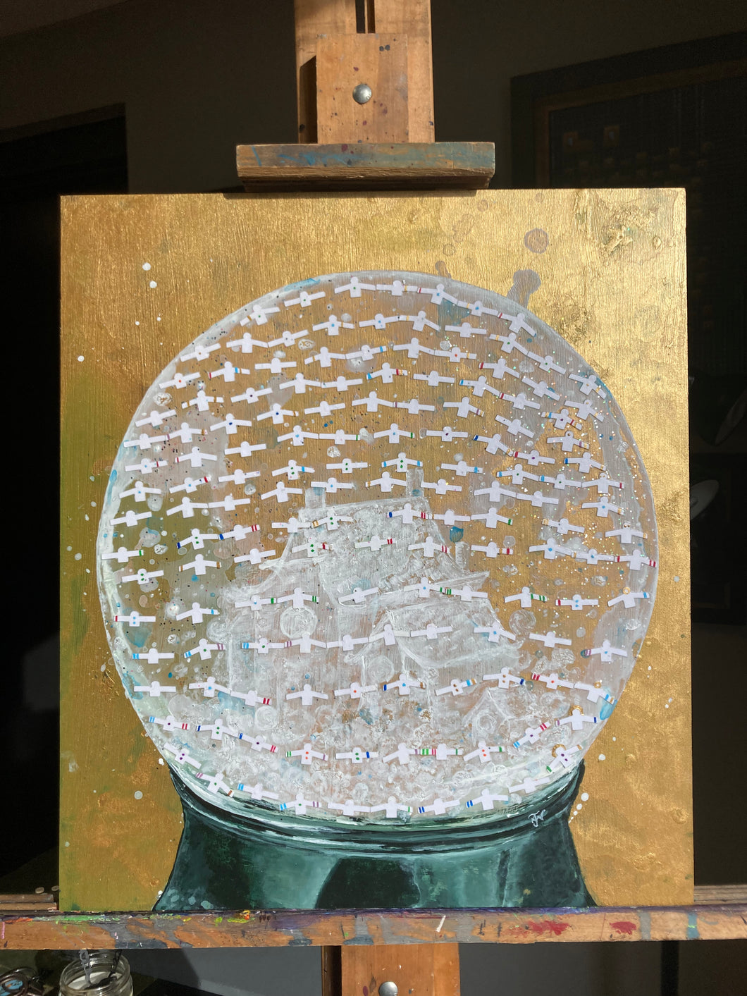 Snow Globe Domesticity - Scansion Art - Acrylic on wood