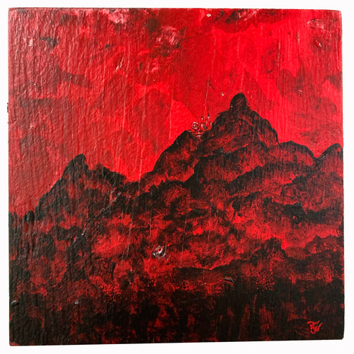 The Red Lab - acrylic painting on wood