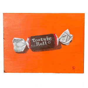 Tootsie Roll - acrylic painting on wood