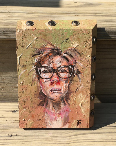 A Little Sick - original acrylic painting on wood